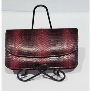 Vintage Red Exotic Snake Skin Leather Clutch Bag Evening Wallet Purse TOKYO